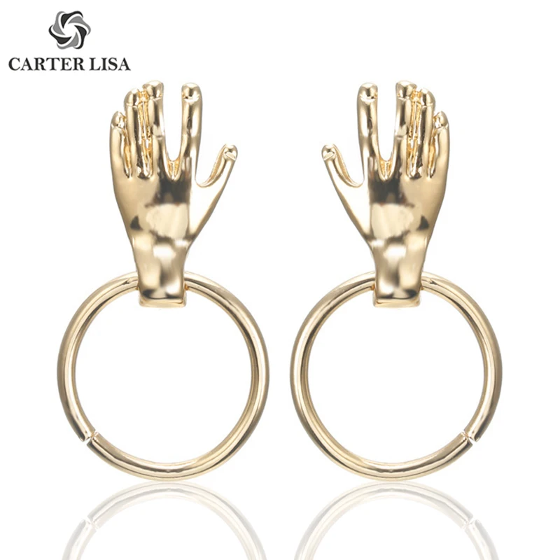 Женские Геометрические серьги CARTER LISA капли Золотого Круга с геометрическим