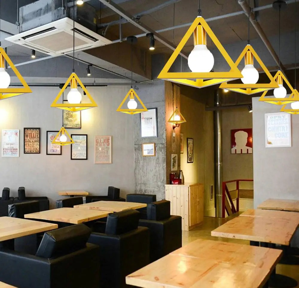 Подвесные светильники в железную клетку цветные металлические комнатные лампы