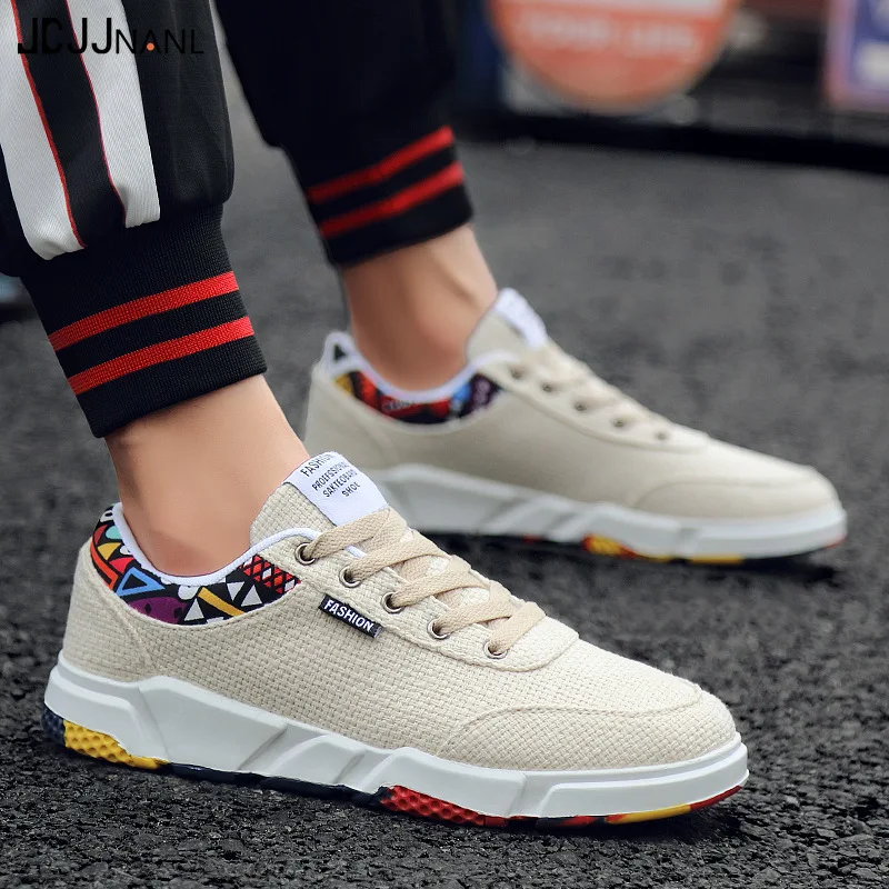 Повседневная Вулканизированная обувь для мужчин прошитая парусиновая на