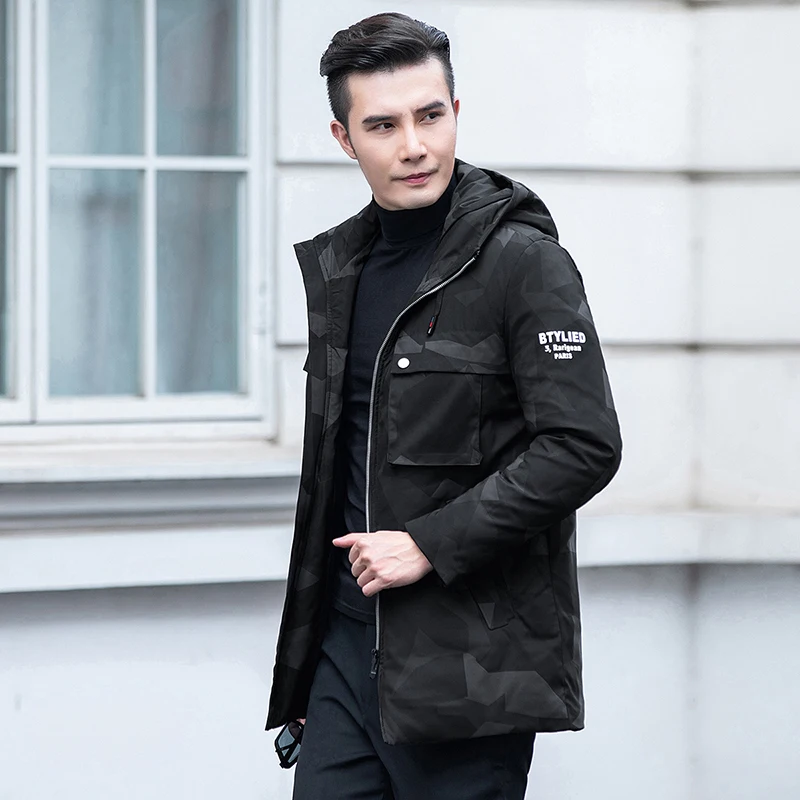 

2019 winter new hooded camouflage warm down jacket male