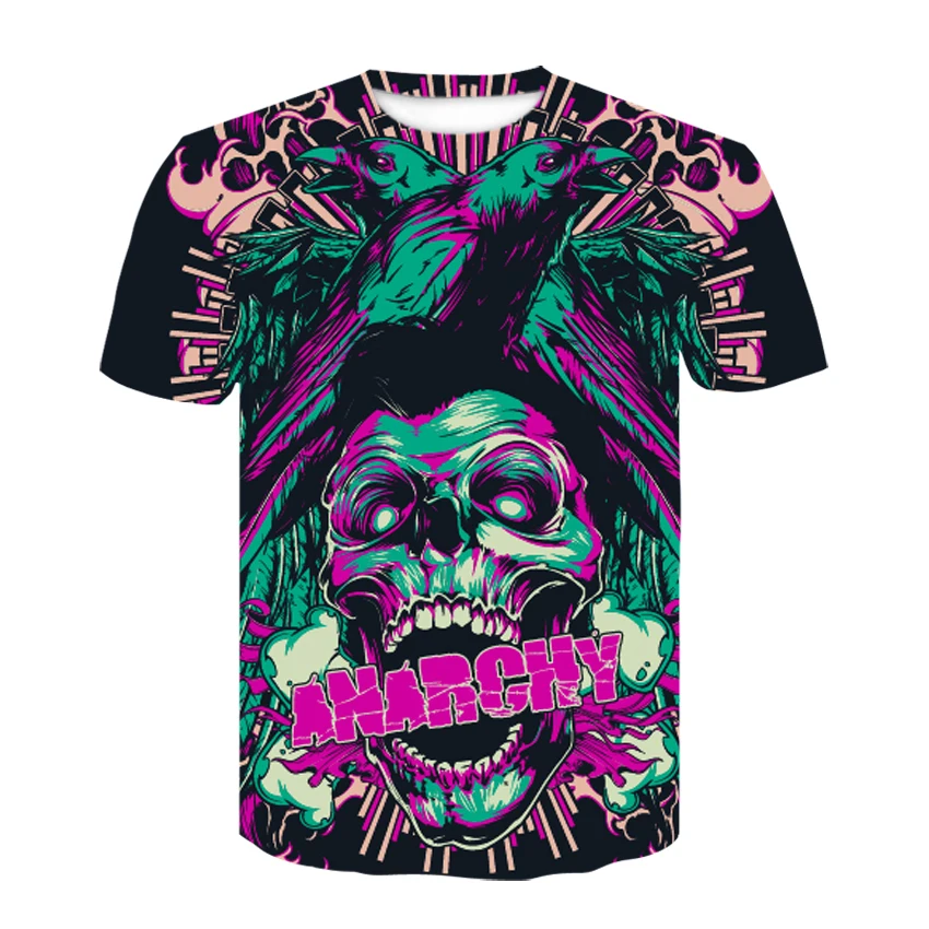 Новые летние Череп 3d футболка с короткими рукавами s для мужчин Круглый воротник