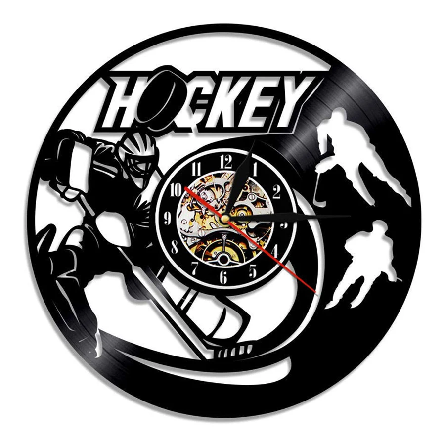 Винил Хоккей запись настенные часы современный дизайн на спортивную тему 3D