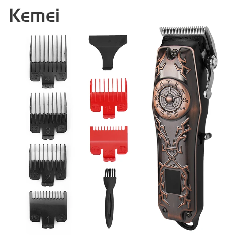 

Kemei KM-2617 электромашинка для стрижки волос, профессиональная машинка для стрижки ЖК-дисплей Беспроводной, Машинка для стрижки волос, тонкая н...