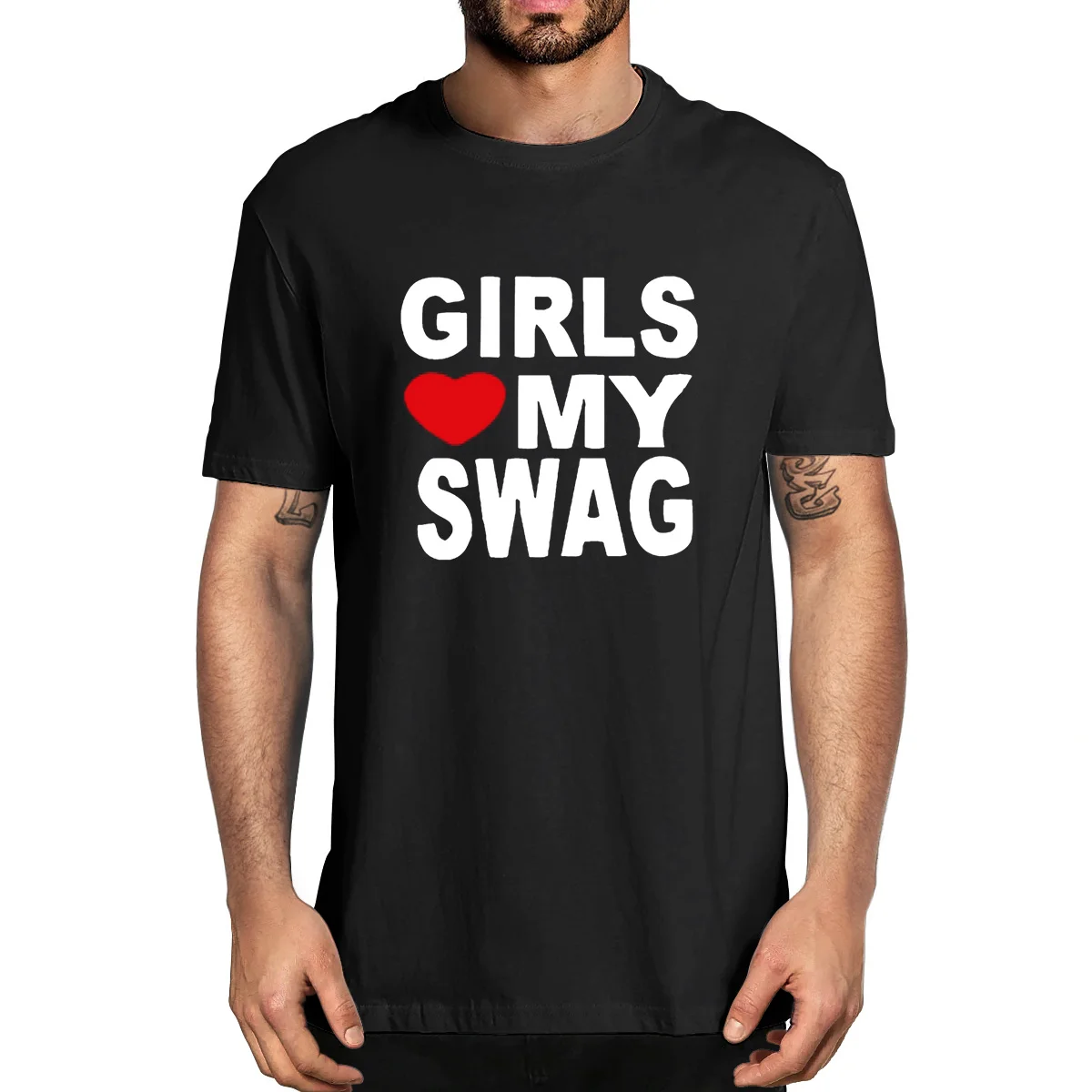 

GIRLS LOVE MY SWAG Funny Vintage 100% Cotton Summer Men's Novelty Oversized T-Shirt Women Casual Streetwear EU Size Tee