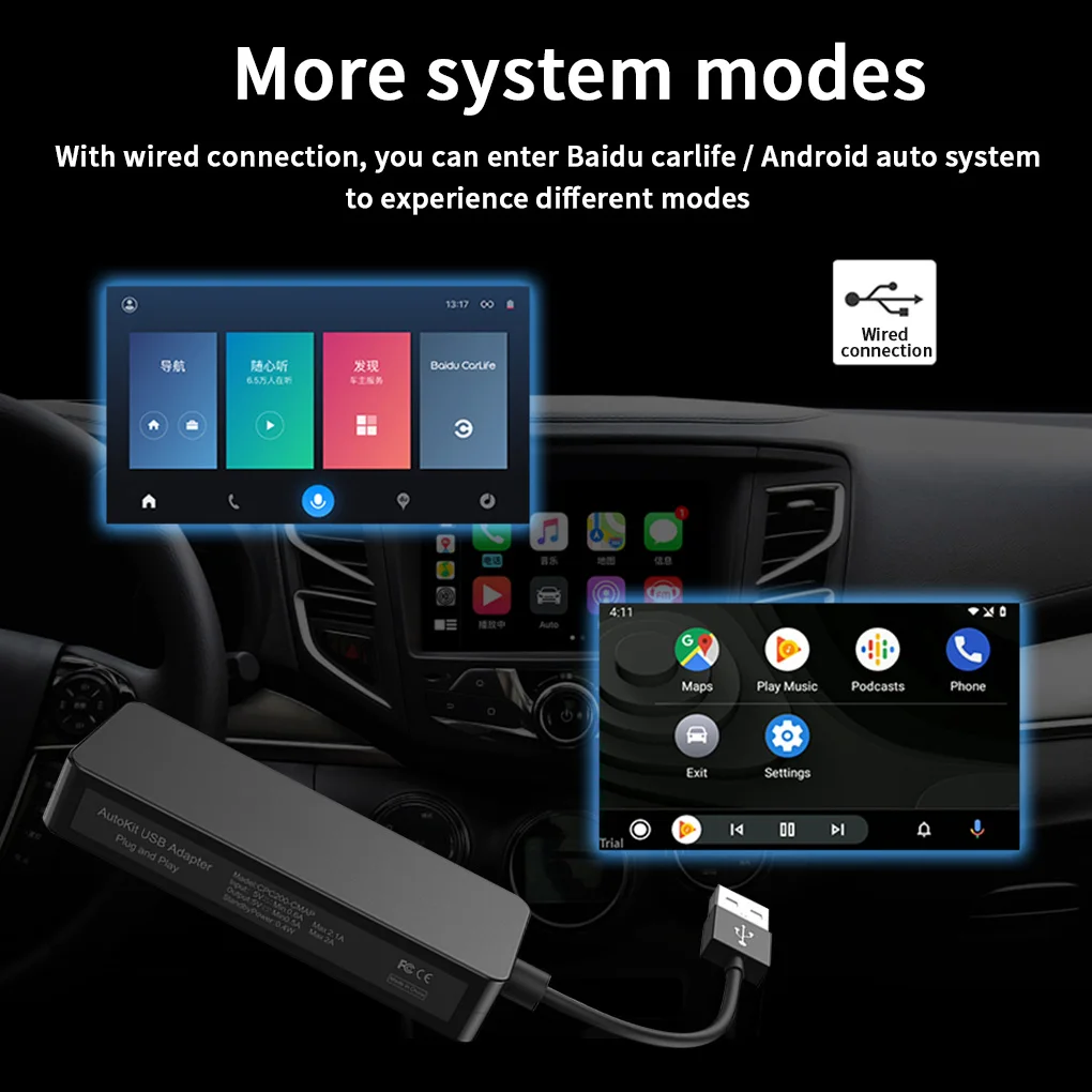 

Carlinkit Apple CarPlay /Android Auto Carplay Dongle for Android System Screen Smart link Support Mirror-link IOS 14 Map Music