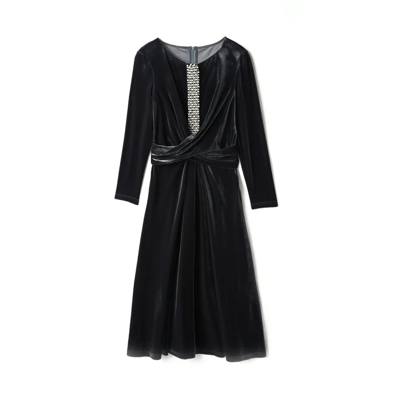 Дамское миланское женское платье для подиума с круглым вырезом 3/4 рукавами