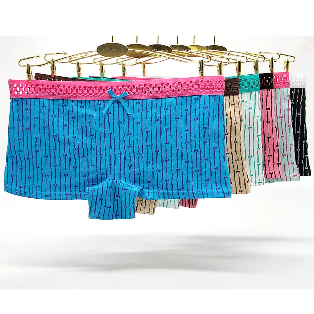 

6 шт./лот обтягивающие трусики трусы-боксеры из хлопка, женское нижнее белье, женские трусики с принтом Полосатое белье Женские трусы дропши...