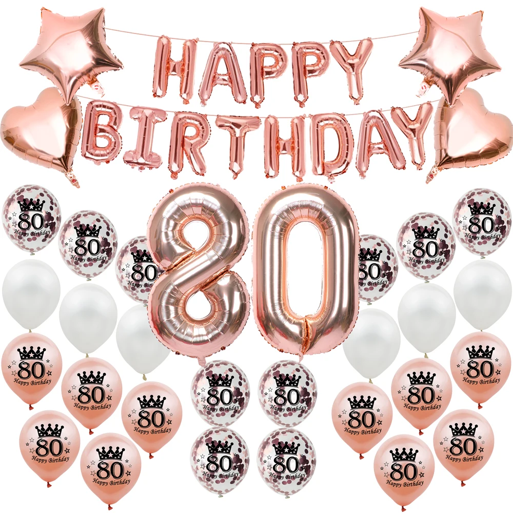 

Amawill Rose Gold Air Latex Confetti Helium Balloon 16 18 20 21 30 40 50 60 70th Years Number Birthday Happy Party Decorations