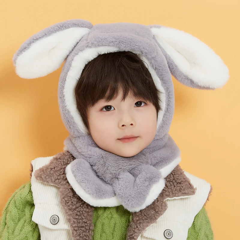 Милый детский Флисовый Шарф с капюшоном утолщенная шапка для защиты ушей на