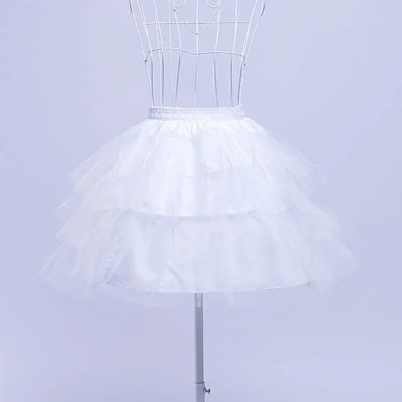 

Women Bridal Multi Layered White Mesh Lolita Short Petticoat Tutu Skirt With Steel Ring Princess Sweet Bustle Wedding Underskirt