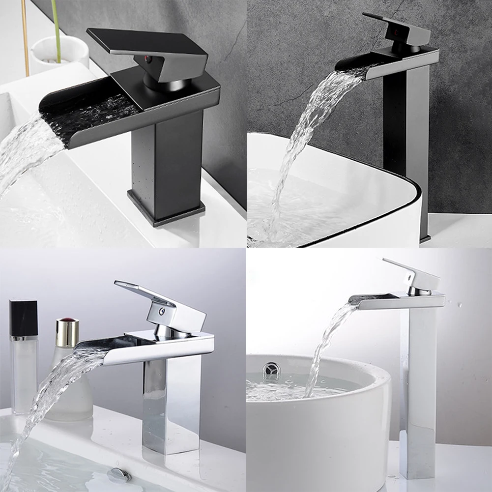 

Kitchen Bathroom Basin Faucet Commercial Hot Cold Bath Sink Easy Install Short Tall Deck Mount Single Handle Modern Mixer Tap