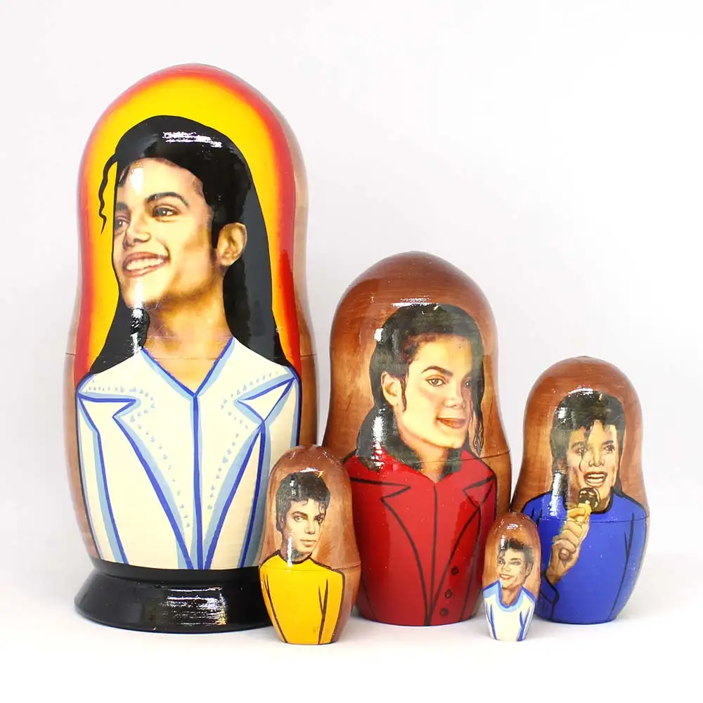 Матрешка большая стиль Майкл Джексон 5 мест 19 см #99 | Игрушки и хобби