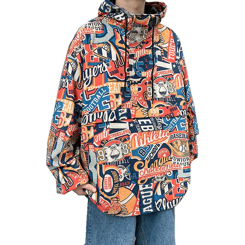 

A new set of head personality coat the new guy Korea loose age season ins doodle jacket