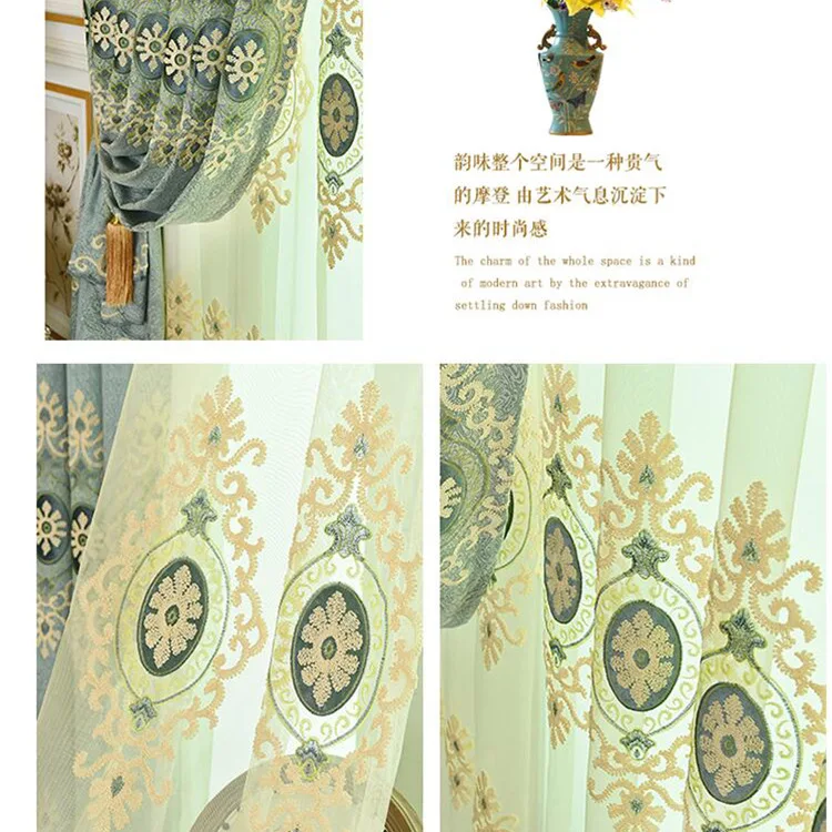

Customized New Chinese Curtains for Living Room Dining Room Bedroom Curtains Sun Flower Embroidery Luxury Nordic Curtains