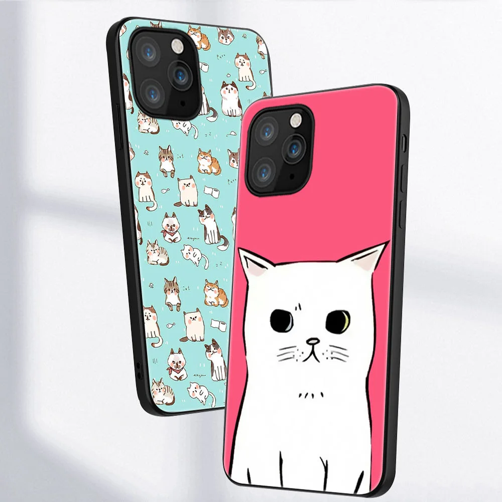 

Cat Animal Phone Case for iPhone 11 12 Pro Max Mini Cover for iPhone 7 8 6 6S Plus X XR XS MAX 5S SE 2020 Soft Silicone TPU Back