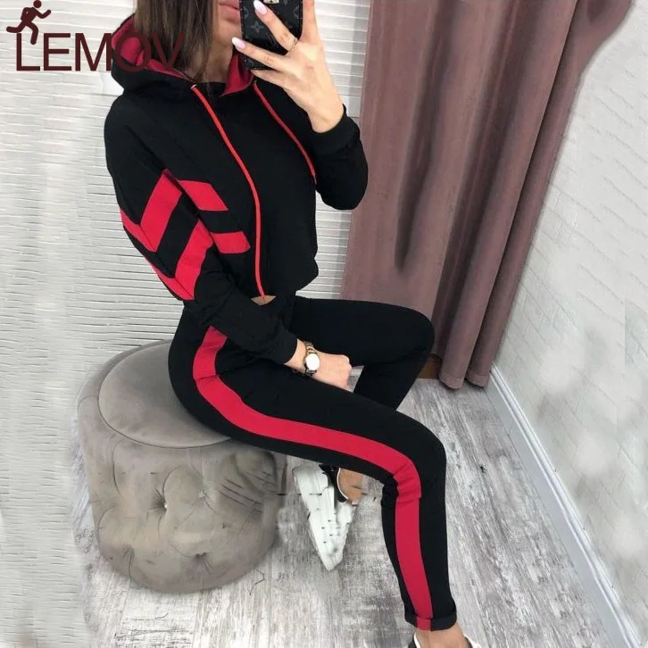 Женский Повседневный костюм ZOGAA полосатый свитер + брюки 2 комплекта