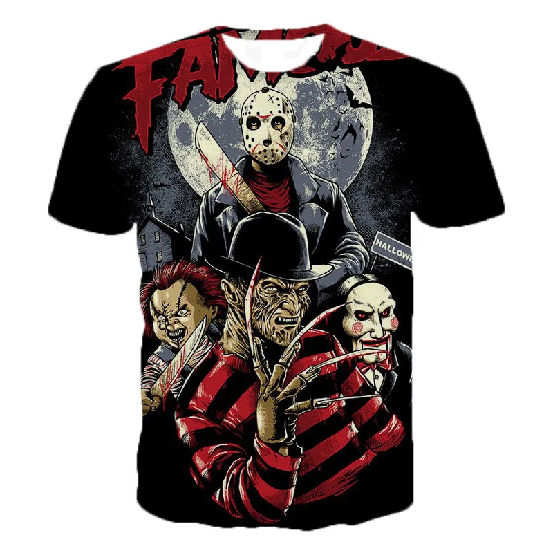 Freddy Jason Murderers персональные футболки фильмы ужасов 3D принт для мужчин и женщин