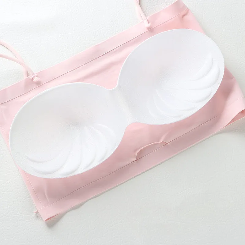 

Sexy Ice silk Camis tank top women Summer Invisible Bra Korean student girl Short Crop top women One piece Breast wrap