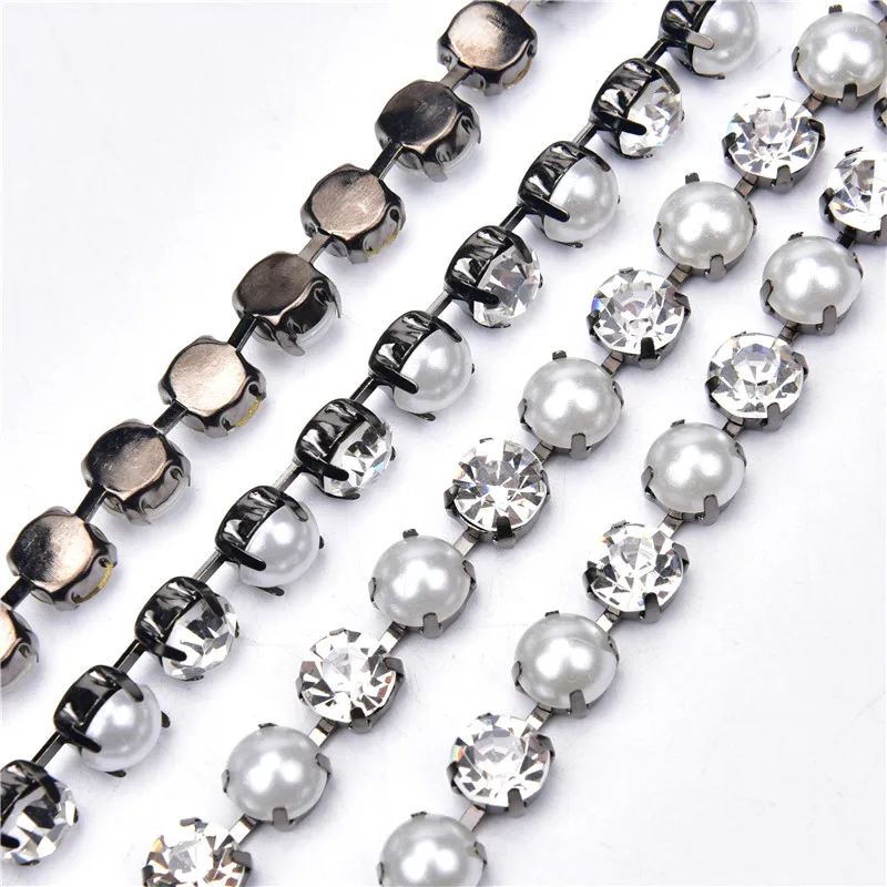 8 мм Жемчуг прозрачного хрусталя покрытие Кубок цепи пистолет База Стразы