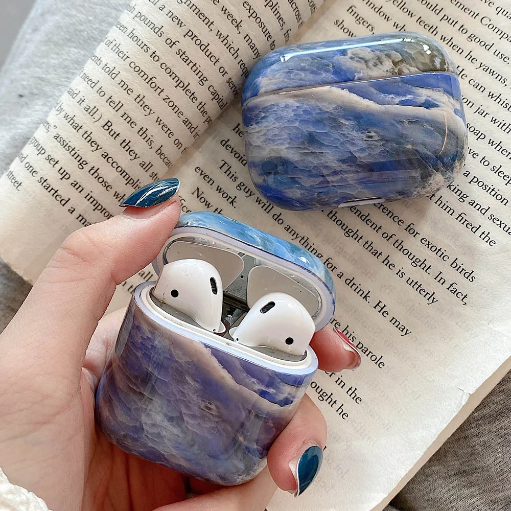 Чехол для AirPods Pro 2 роскошный мраморный жесткий глянцевый чехол наушников из