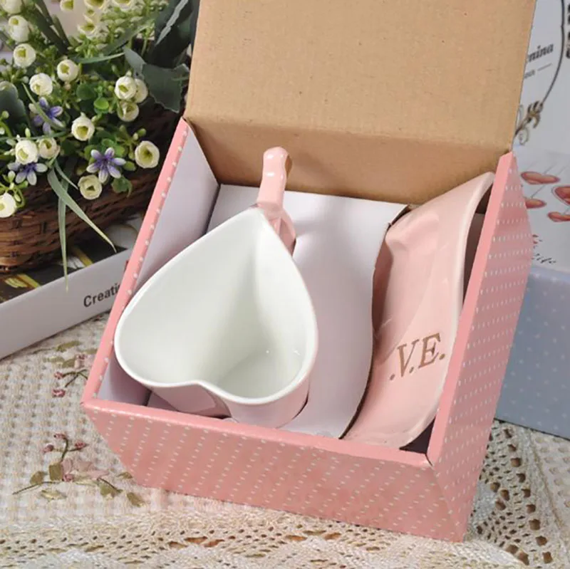 Кофейная кружка в форме сердца для влюбленных модная керамическая молока с