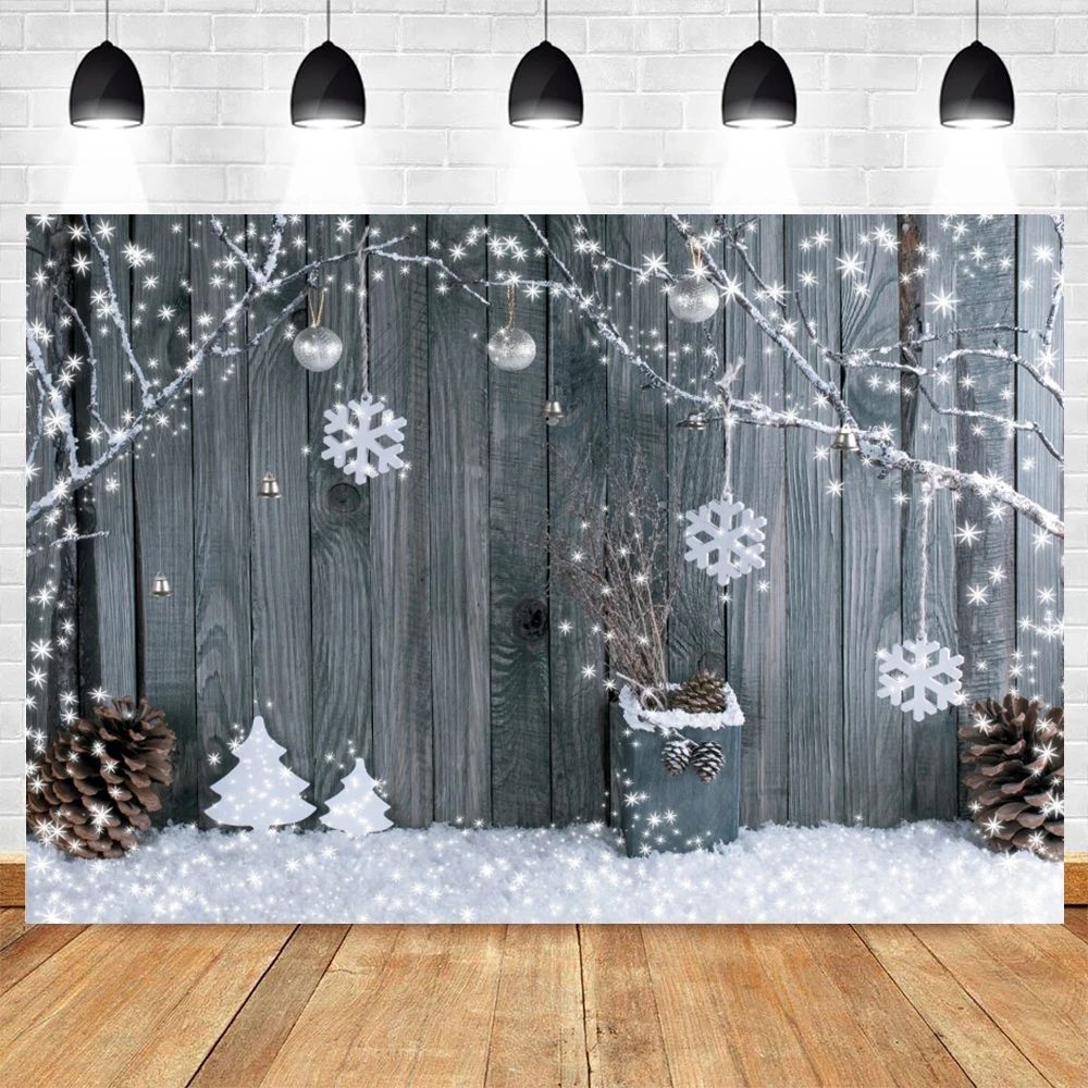 

Christmas Winter Branch Snowflake Wood Baby Backdrop Photography Vinyl Photographic Background For Photo Studio Photophone Props
