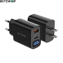 BlitzWolf BW-S19 20W 2-Port USB PD Charger PD3.0 PPS QC3.0 SCP FCP AFC Fast Charging EU Plug Adapter LED Digital Display Charger