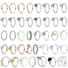 PDB JZ 5 оригинальный бренд 100% 925 пробы Серебряное кольцо с гравировкой со сверкающим логотипом розовое золото лук бриллиантовое кольцо драгоценный камень кольцо