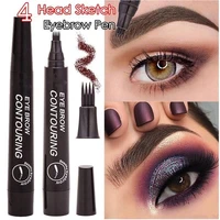 5Colors Eyebrow Pen 4 Fork Tip Eyebrow Tattoo Pencil Hot Long Lasting Waterproof Natural Dark Brown Liquid Eye Brow Pencil TSLM1