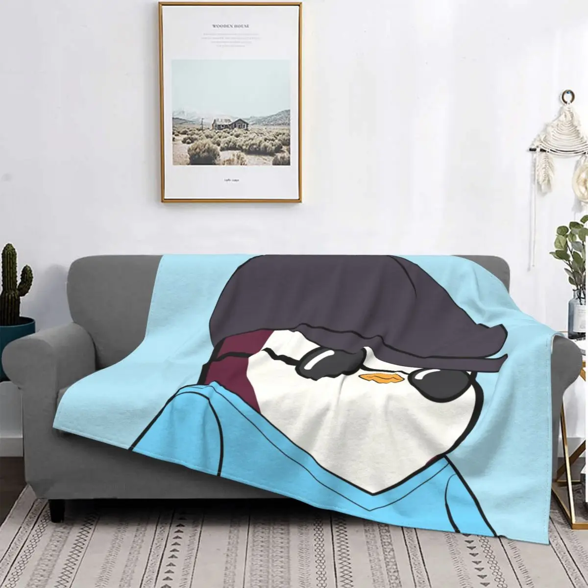

Художественные одеяла Pudgy Penguins, флисовое покрывало для спальни