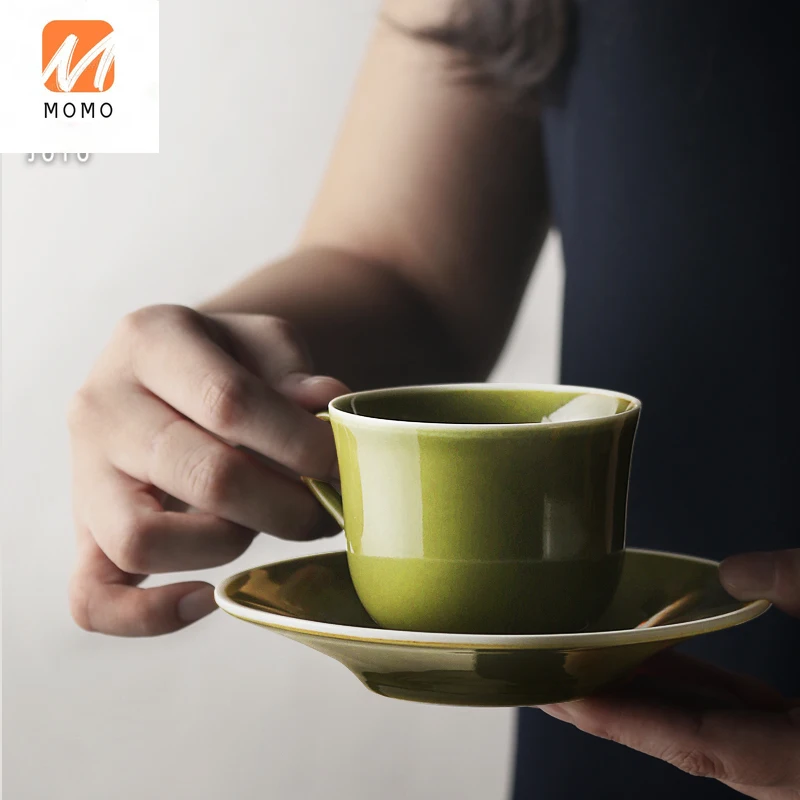 

Ceramic Coffee Set Set Household Scented Tea Cup Afternoon Tea Cup and Saucer Handmade Trumpet Coffee Cup