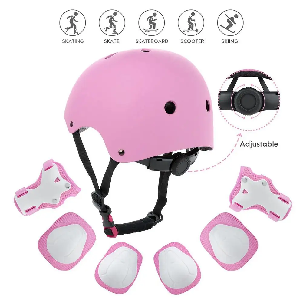 

Hot 7pcs/set Cycling Roller Skating Protective Gear Pads Helmet Knee Elbow Wrist Guards Outdoor Sport Safety Protector for Kids