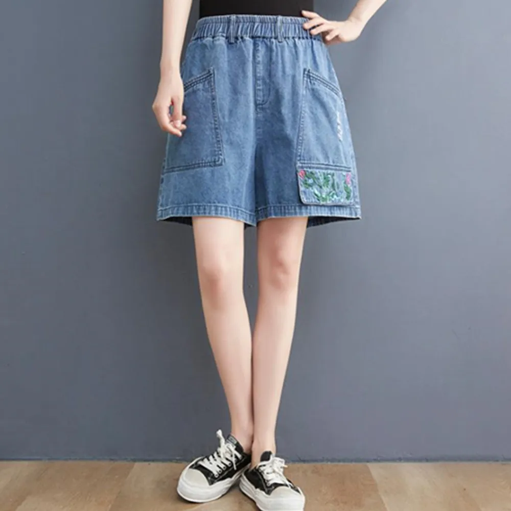 Fashion Denim Shorts Women High Waist Summer Pants Loose Wide Leg Jeans | Женская одежда