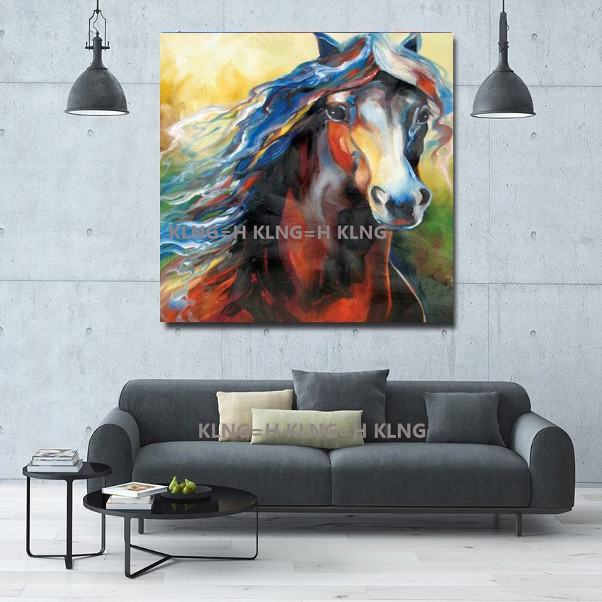 100% ручная роспись с животным картины бегущая лошадь Современная абстрактная