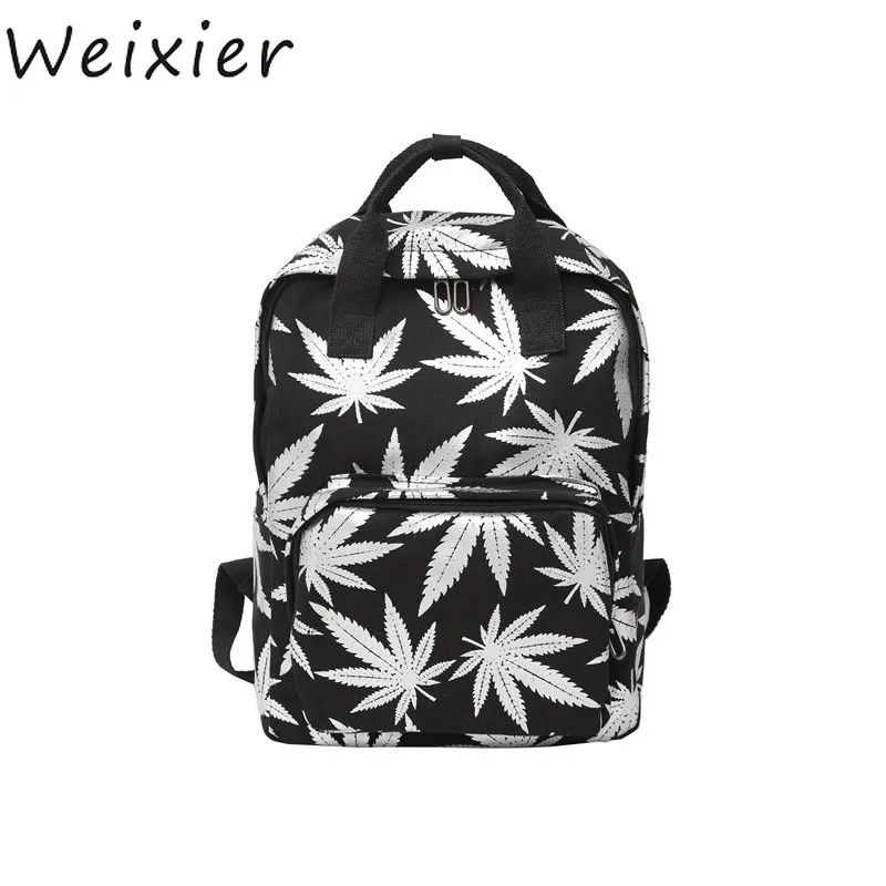 WEIXIER Now Korean Version of Maple Leaf Small Fresh Female Student Nylon Bags Casual Fashion Computer School Printing Bag LY-08 | Багаж и