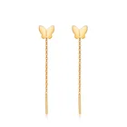 Ушная линия в форме бабочки из 18-каратного золота, с кисточками, AU750, Простые Модные золотые ювелирные украшения, элегантная форма бабочки, легкий вес, маленький и сладкий подарок