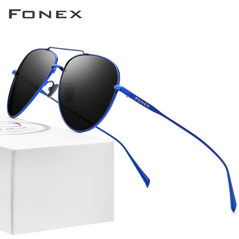FONEX, чистый титан, поляризационные солнцезащитные очки, мужские, авиационные, солнцезащитные очки для мужчин,, новинка, для вождения, для улицы, Aviador, UV400, оттенки 8507