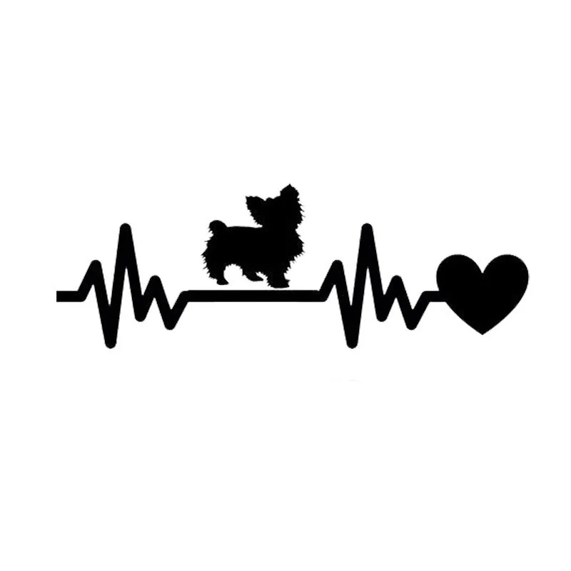 

Funny Yorkie Dog Heartbeat Car Stickers and Decals Bumper Bodywork Windshield Cover Scratches Decal Accessories KK19*7cm