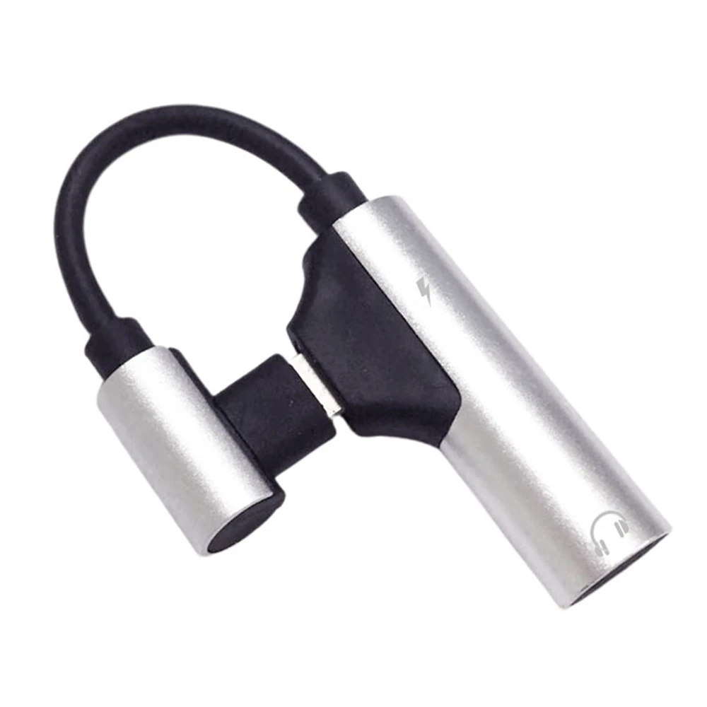 Серебристый KISSCASE 2 в 1 type-C адаптер для huawei Xiaomi samsung кабель для зарядки музыки конвертер портативный type-C до 3,5 мм разъем для наушников - Цвет: Серебристый