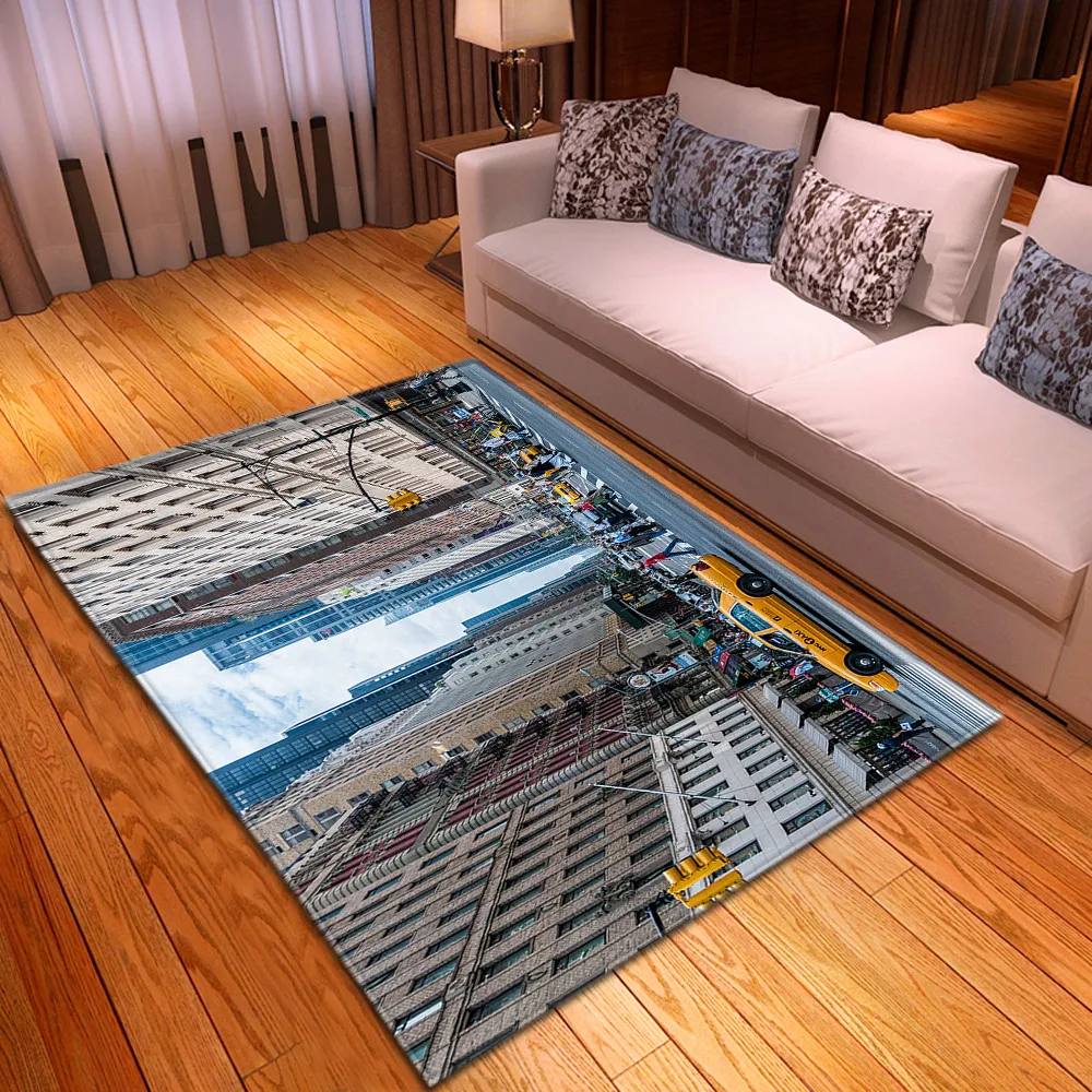 

3D Building Printed Floor Carpes Children Room Bedside Area Rug Flannel Baby Crawling Play Mat Rugs Carpets for Home Living Room