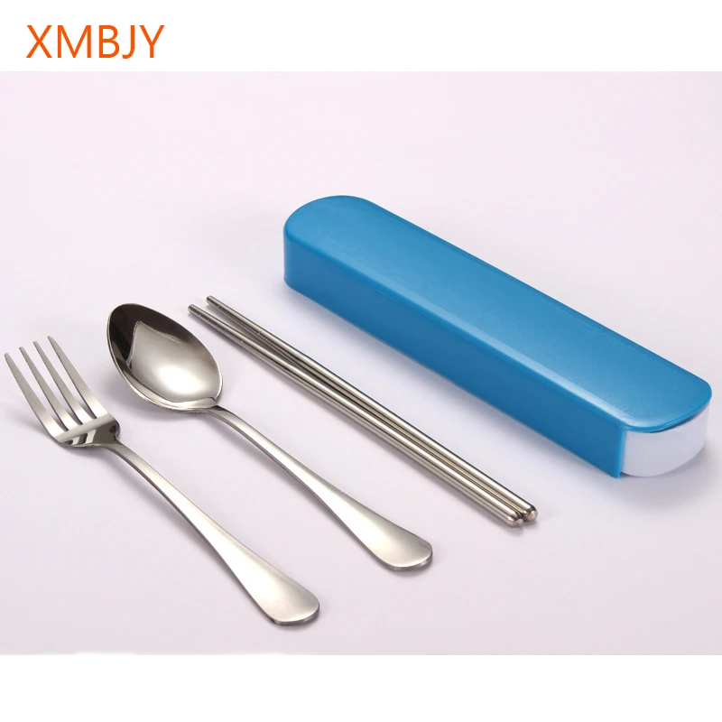 Портативная дорожная посуда набор посуды из нержавеющей стали с коробкой