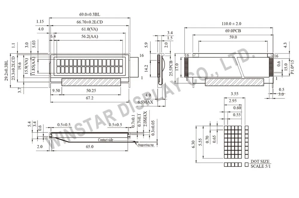 WH1602V2 WINSTAR 16*2 модуль 5 в тоньше ЖК-панель 0,7 мм в толстой ватн ЖК-экран белая подсветка и