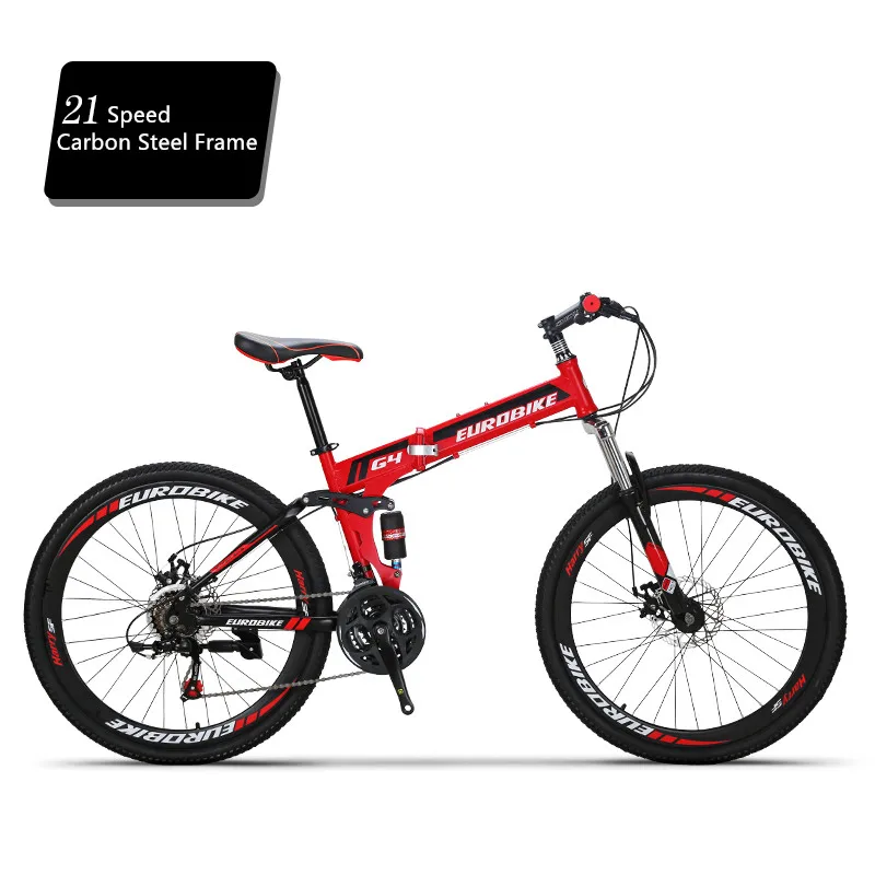 21 Speed A Red Горный велосипед из углеродистой стали складная рама мягкая-хвост 26 дюймов колеса велосипеда дисковые тормоза 21 27 скорость спорт Bicicleta - Цвет: 21 Speed A Red
