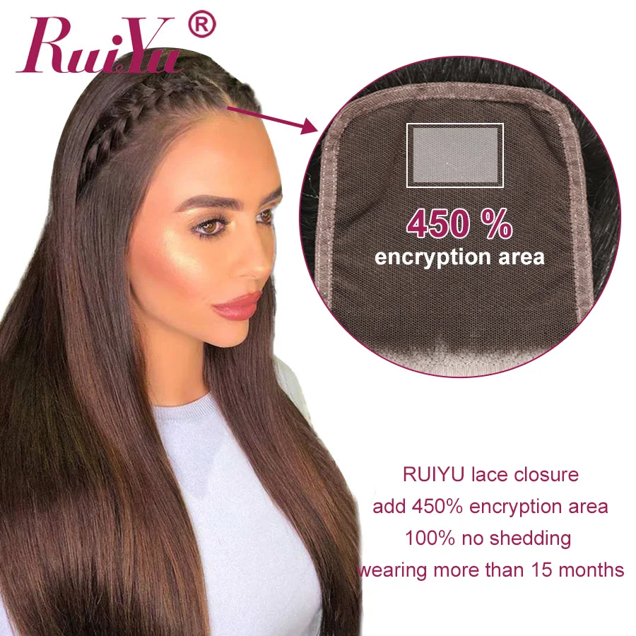 Human Hair Bundles With Closure Straight Hair Bundles With Closure Brazilian Hair Weave Bundles With Closure RUIYU Non-Remy Hair