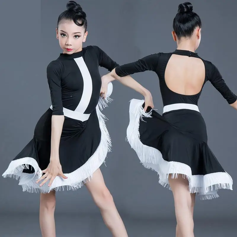 Фото Новинка детское платье для латиноамериканских танцев одежда с бахромой костюм