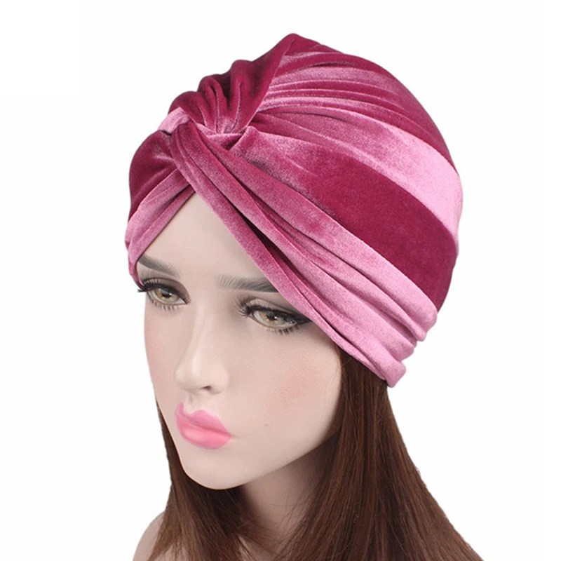 

Осенне-зимняя женская бархатная эластичная Шапка-тюрбан, мусульманский хиджаб, головной платок, шарф для выпадения волос, шапка для химиоте...