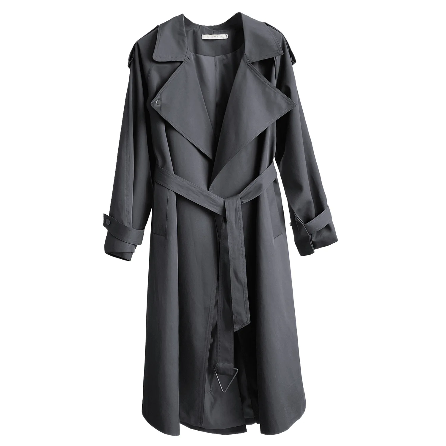 

Long Trench Coat High Quality 2020 Ladies Autumn New Double breasted Splicing Design Suit Lace-up Elegant Jacket femme veste