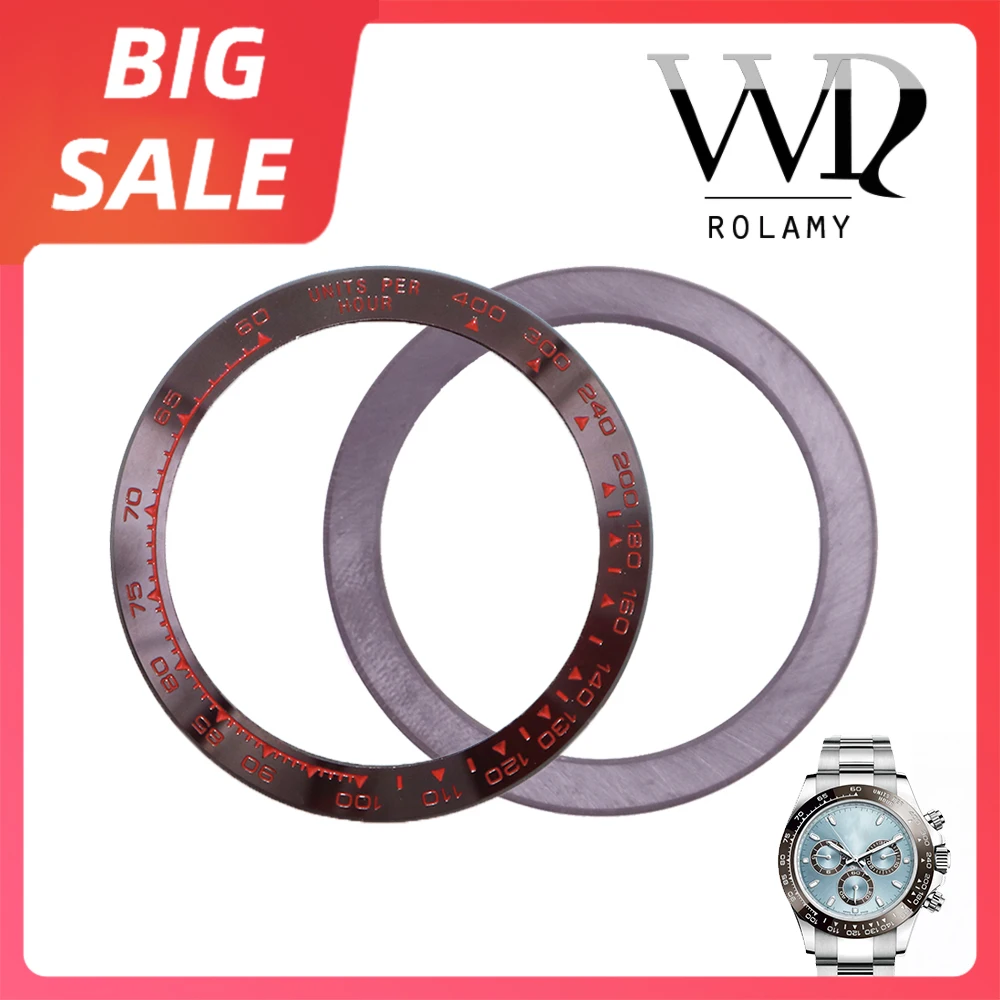 

Rolamy Replacement High Quality Luxury Pure Ceramic Brown With Red Writings 38.6mm Watch Bezel for Rolex DAYTONA 116500 - 116520