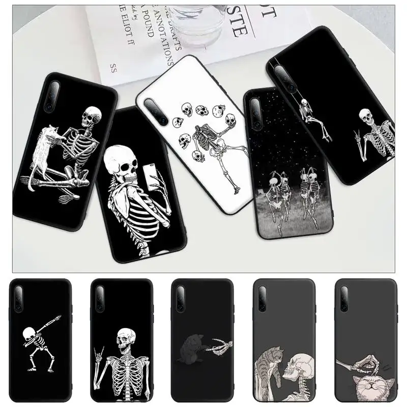 

Big Promotion Funny Skeleton Black Silicone Cell Phone Case For Xiaomi Mi 6 A2 8 10 Lite 9 Se 9t Pro A1 Note 10 Lite Cover