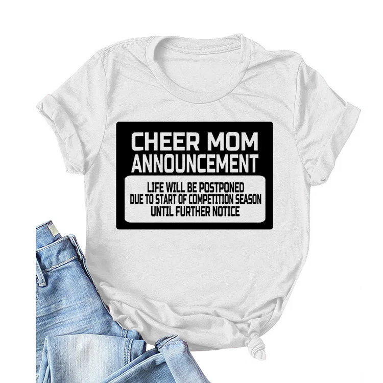 

Cher mom announcement letter round neck short sleeve T-shirt women's jy0360
